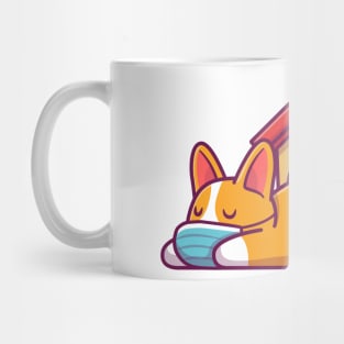 Cute corgi sleeping with mask on cartoon Mug